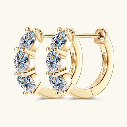 Anziw 14k Gold Plated Hoop Earrings for Women 3.5mm D Color 925 Sterling Silver Moissanite Diamond Huggie Earring Girls Jewelry
