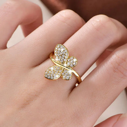 Anziw 2026 New Tendy Cubic Zirconia For Women Butterfly Engagement Ring 14K Gold Filled Ring Birthday Valentine Jewelry Gifts