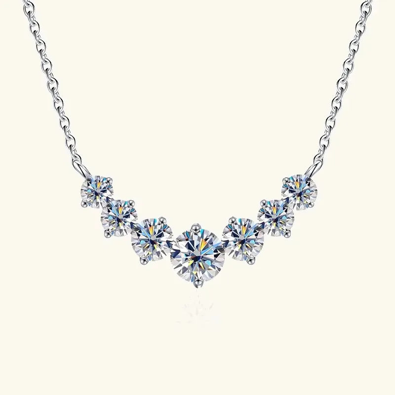Anziw 4mm&3mm Bubble Moissanite Curved Pendant Necklace for Women 925 Silver Collar French Unique Jewelry 2025 Anniversary Gift