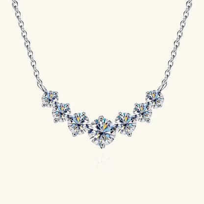 Anziw 4mm&3mm Bubble Moissanite Curved Pendant Necklace for Women 925 Silver Collar French Unique Jewelry 2025 Anniversary Gift