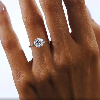 Classic 0.5ct/1ct/2ct Round D Moissanite 925 Sterling Sliver Ring for Women Wedding Engagement Promise Finger Rings Fine Jewelry