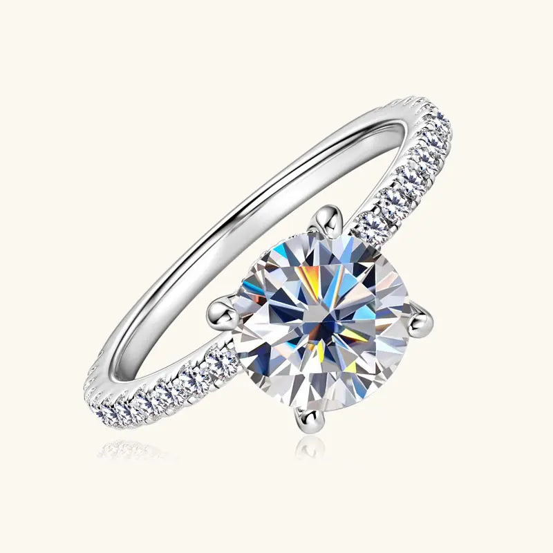 8mm 2.0CT Moissanite Solitaire Ring for Women 18k Gold Plated 925 Silver Engagement Wedding Promise Rings Finger Bands Jewelry