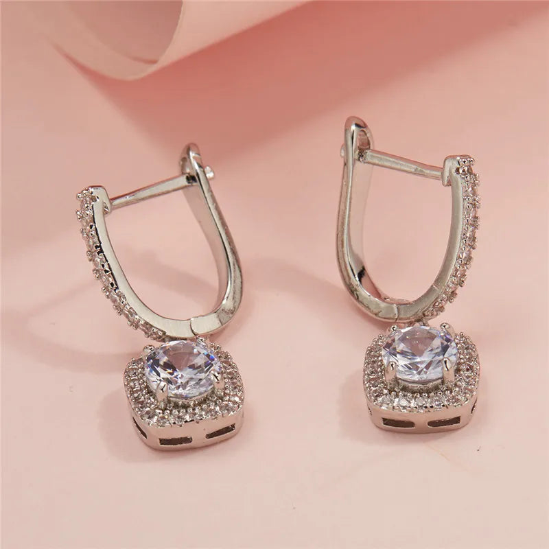 Women's Silver Earrings 2023 Trendy VVS1 Moissanite Hoop Earrings Drop Halo Earrings 925 Sterling Silver Certified Girls Jewelry