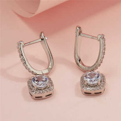 Women's Silver Earrings 2023 Trendy VVS1 Moissanite Hoop Earrings Drop Halo Earrings 925 Sterling Silver Certified Girls Jewelry
