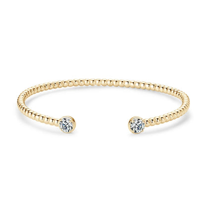 Anziw Solid 925 Sterling Silver Open Bangle Cuff 5mm 0.5ct D Color Round Cut Moissanite Bracelet & Certificate Women's Jewelry