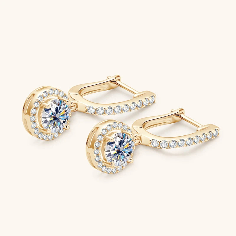 Anziw 2023 Women Hoops 925 Silver Gold Drop Earrings Dangle 1CT Real Moissanite Earring Original Certified Wedding Jewelry Gifts