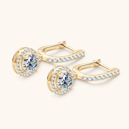 Anziw 2023 Women Hoops 925 Silver Gold Drop Earrings Dangle 1CT Real Moissanite Earring Original Certified Wedding Jewelry Gifts