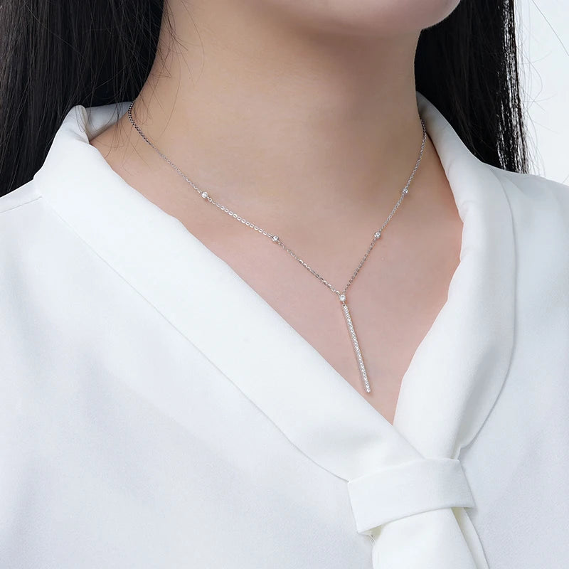 Anziw 40.5mm Long Bar Necklace 925 Silver D Color Moissanite Pendant Necklace for Women Fine Jewelry 2026 Trend Valentine Gifts