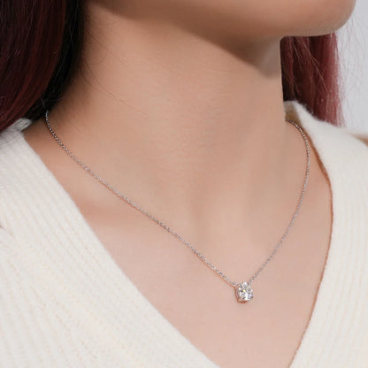 4.0cttw Oval Cut D Moissanite Jewelry Set Real 925 Silver Pendant Necklace and Luxury Hoop Earrings Sets for Women Trendy Gift