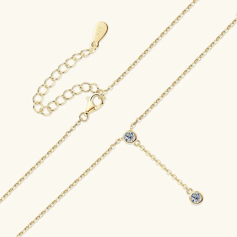 Anziw 3mm D Color Moissanite Y Shape Long Pendant Necklace for Women Adjustable Chain 100% 925 Silver Jewelry Trendy 2025 Gifts