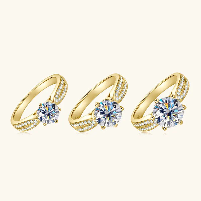 Anziw 1ct 2ct 3ct D Moissanite Ring for Women 925 Sliver 18k Gold Plated Classic Engagement Wedding Promise Rings Finger Jewelry