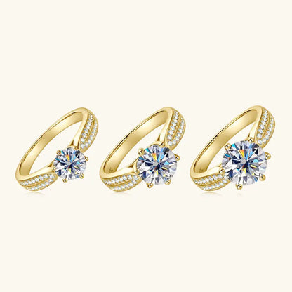 Anziw 1ct 2ct 3ct D Moissanite Ring for Women 925 Sliver 18k Gold Plated Classic Engagement Wedding Promise Rings Finger Jewelry