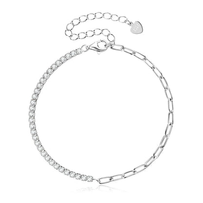 18k Gold Plated Half Tennis Bracelet 2mm 3mm D Moissanite Cuban Bracelet Real 925 Silver Chain for Women Men Certified Jewelry