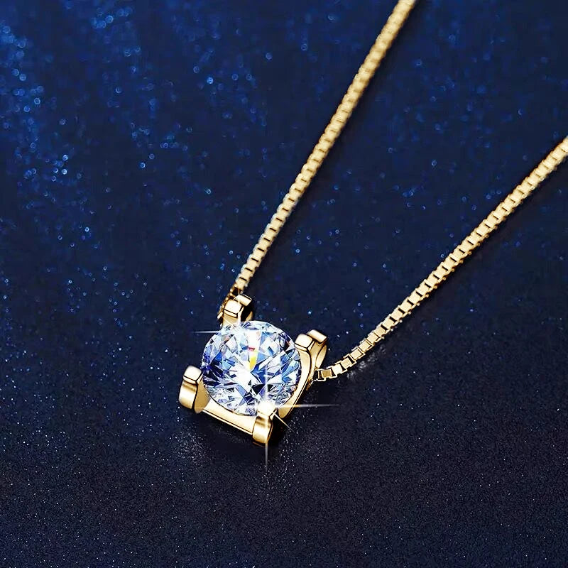 Original 925 Silver Certified 0.5CT D Color Moissanite Jewelry Set Solitaire Pendant Necklace Stud Earrings for Women Gifts S925