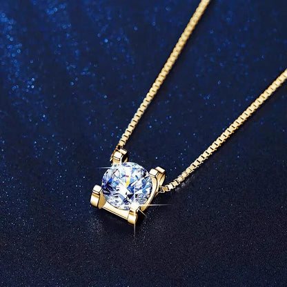 Original 925 Silver Certified 0.5CT D Color Moissanite Jewelry Set Solitaire Pendant Necklace Stud Earrings for Women Gifts S925