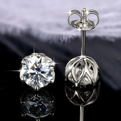 Anziw 0.5ct 1ct D VVS1 GRA Certified Lab Diamond Round Moissanite Stud Earring for Women Gold Filled Wedding Party Jewelry Gifts