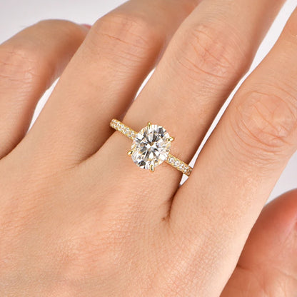 Anziw Real 3.0CT D Oval Moissanite Promise Ring for Women 925 Sliver Engagement Wedding Finger Jewelry GRA Certified Rings S925