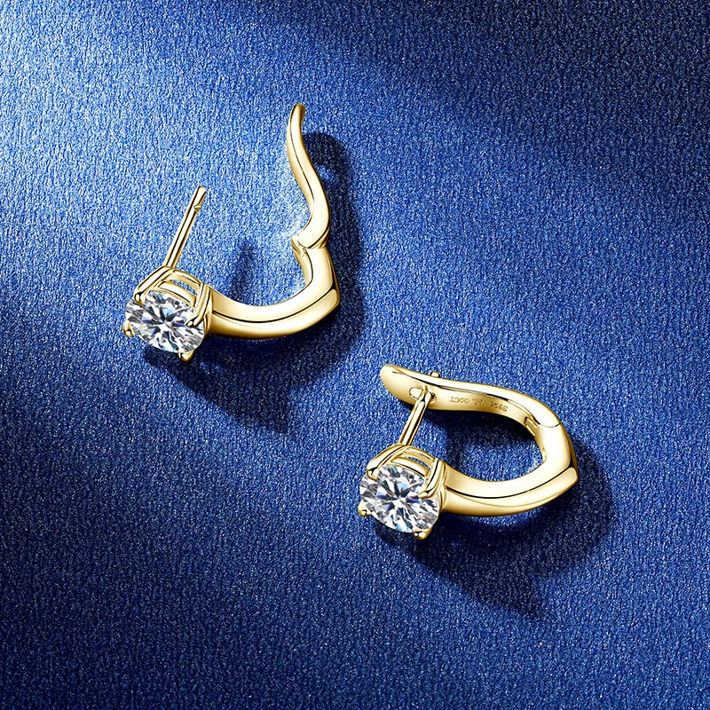Anziw Certified D Color 1.0CT 6.5mm Moissanite Hoop Earrings 925 Silver Earring Lab Diamond Huggies for Women Fine Jewelry Gifts