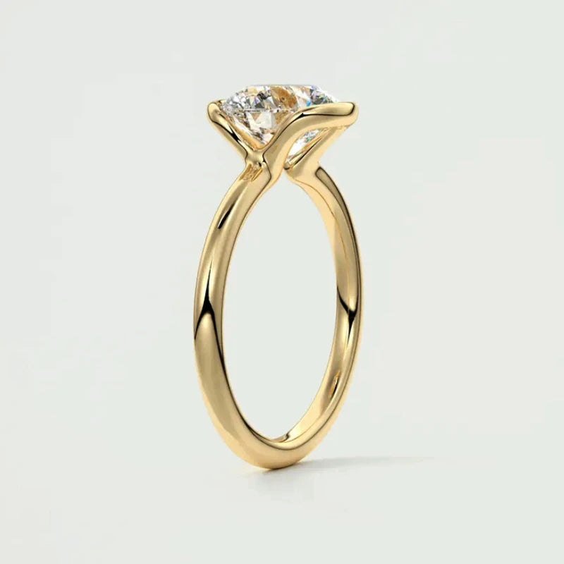 18k Gold Plated Wedding Ring 1.0CT D Color Moissanite Solitaire Ring Promise Bands for Women 925 Sterling Silver Certificate
