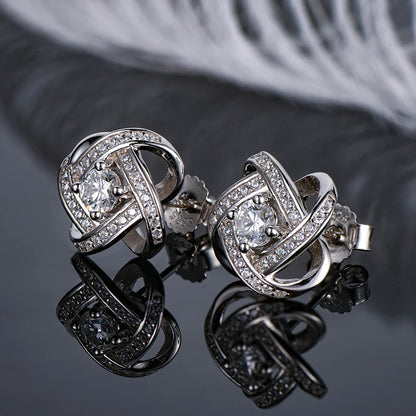 Anziw Original Certified Wedding Stud Earrings 4mm Moissanite Twist Flower Earrings for Women 925 Sterling Silver Jewelry Party