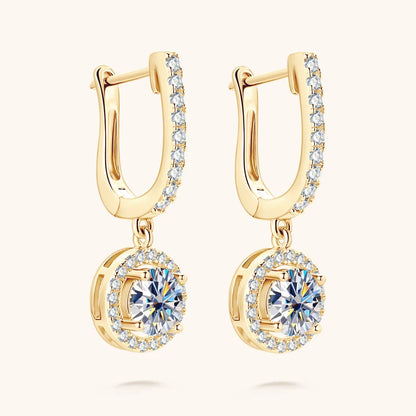 Anziw 2023 Women Hoops 925 Silver Gold Drop Earrings Dangle 1CT Real Moissanite Earring Original Certified Wedding Jewelry Gifts