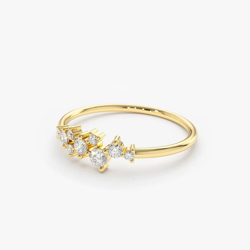 Anziw Delicate Moissanite Ring Real 925 Silver for Women Dainty Thin Finger Ring Wedding Engagement Jewelry Fashion Accessories