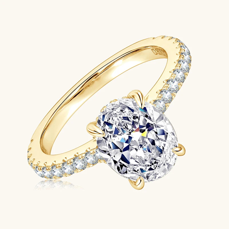 Anziw Real 3.0CT D Oval Moissanite Promise Ring for Women 925 Sliver Engagement Wedding Finger Jewelry GRA Certified Rings S925