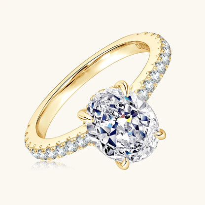 Anziw Real 3.0CT D Oval Moissanite Promise Ring for Women 925 Sliver Engagement Wedding Finger Jewelry GRA Certified Rings S925