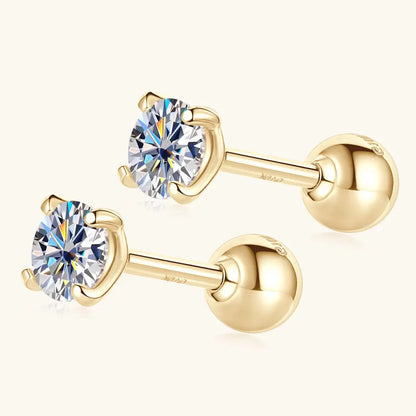 Anziw 10K Yellow Gold Moissanite Sparking Stud Earrings for Couple Men Women Real Gold Wedding Jewelry D Color VVS1 Lab Diamond