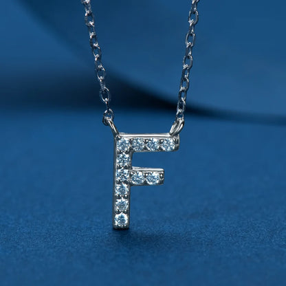 Anziw Initial Moissanite 26 Letter Pendant Necklace for Women Men Real Silver 925 Name Pendant Fine Jewelry Valentine's Day Gift