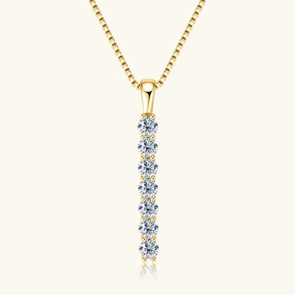 Anziw 2.8mm 0.56ctw. Moissanite Pendant Necklace for Women 925 Silver Adjustable Chain 7-stone Bar Necklaces Trend Jewelry Gifts