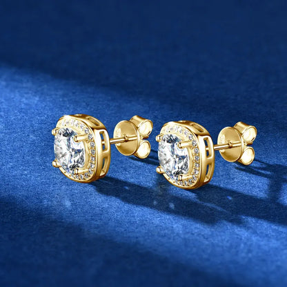 6.5mm 2CTW. D Moissanite Square Stud Earrings for Women Men S925 Silver Earrings Classic 1.0carat Certified Lab Diamond Jewelry