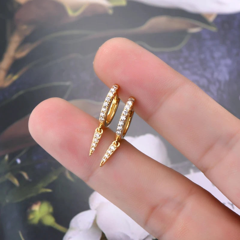 Personalized Triangular Moissanite Drop Earrings 100% Silver 925 Hoop Huggie Earring For Women Gift Jewelry with Certificate