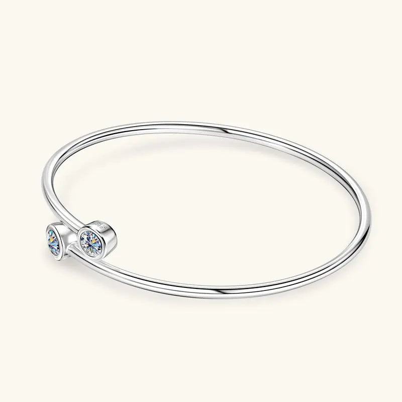Anziw 0.5CT 5mm D Moissanite Opening Bangle Cuff for Women 925 Sterling Silver Bracelet Cuffs Bezel Lab Diamon 2025 New Jewelry