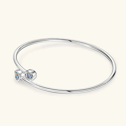 Anziw 0.5CT 5mm D Moissanite Opening Bangle Cuff for Women 925 Sterling Silver Bracelet Cuffs Bezel Lab Diamon 2025 New Jewelry