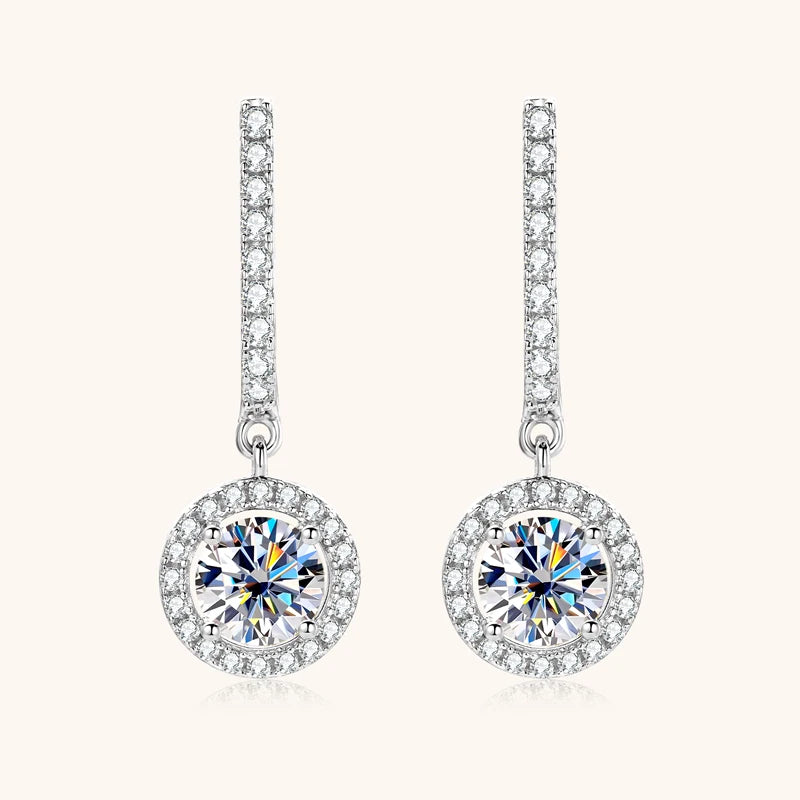Anziw 2023 Women Hoops 925 Silver Gold Drop Earrings Dangle 1CT Real Moissanite Earring Original Certified Wedding Jewelry Gifts
