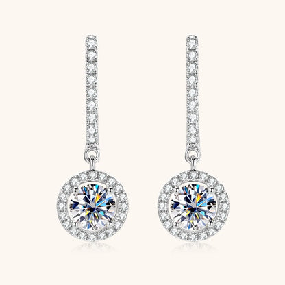 Anziw 2023 Women Hoops 925 Silver Gold Drop Earrings Dangle 1CT Real Moissanite Earring Original Certified Wedding Jewelry Gifts