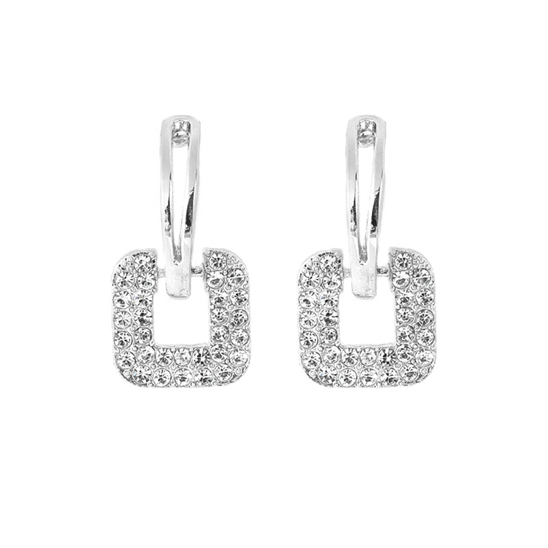Anziw Moissanite Drop Square Stud Earrings for Women Real 925 Silver Piercing Ear Jewelry D Color Wedding Party Daily Wear Gifts