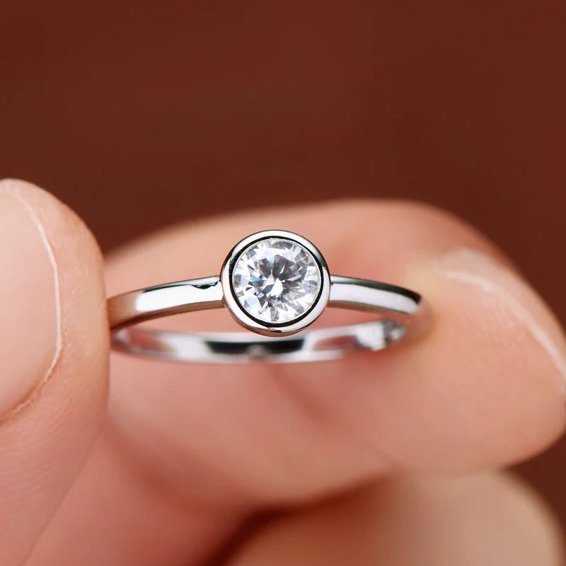 Anziw 925 Sterling Silver 3mm D-E Moissanite Rings for Women Fashion Five Stones Ring Daily Wear Finger Band Fine Jewelry Gifts