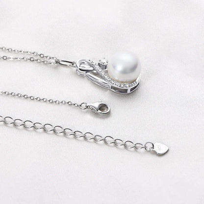 Anziw 10mm Freshwater/Tahitian Black Pearl Moissanite Infinity Pendant Necklace Silver 925 Wedding Jewelry for Women Gift 45+5cm