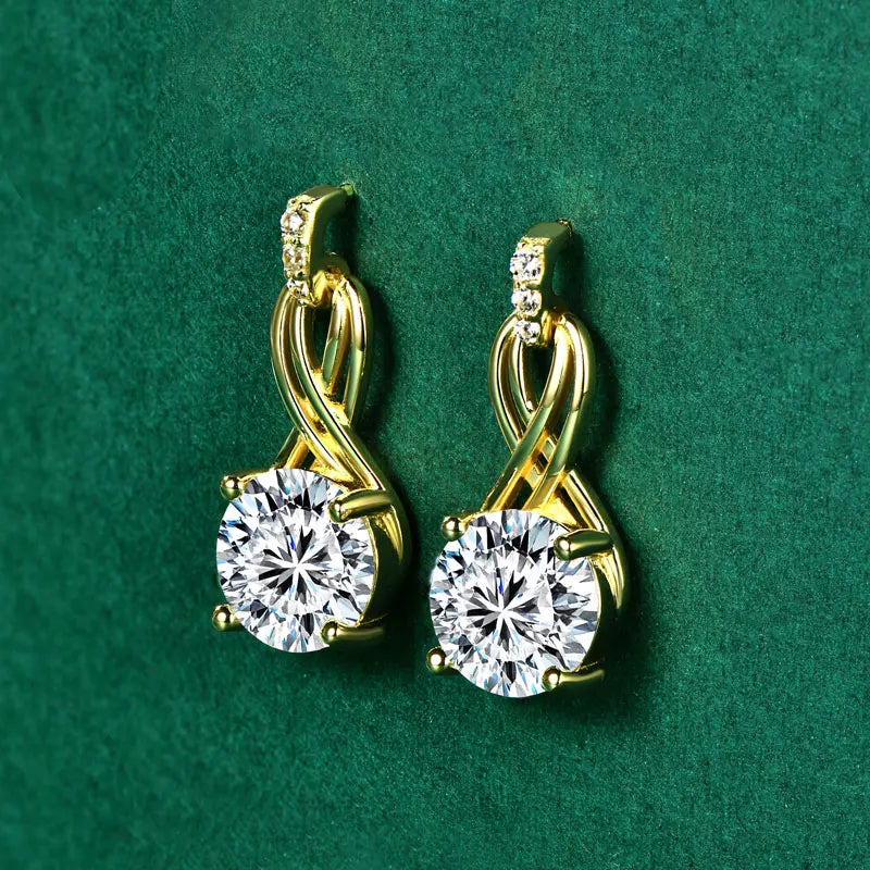 Anziw Real 925 Silver 4CTTW D VVS1 Moissanite Drop Earrings for Women Infinite Studs Earring GRA Certified Wedding Jewelry Gifts