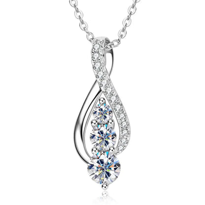 Anziw 925 Sterling Silver Fashion All Moissanite Infinity Pendant Necklace Women's Adjustable S925 Chain Wedding Christmas Gift