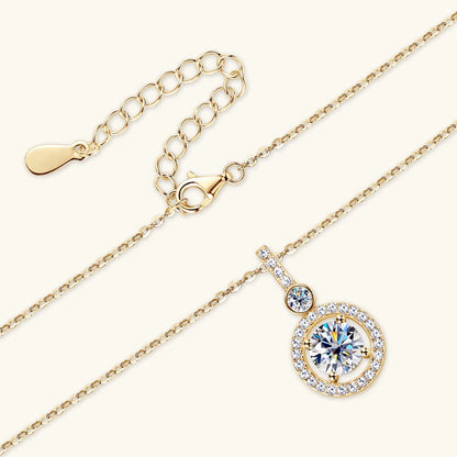 Anziw 925 Sterling Silver Pendant Necklace Moissanite 6.5mm 1.33CTW. Round Cut Birthday Party Valentine Day Gift Women Jewelry