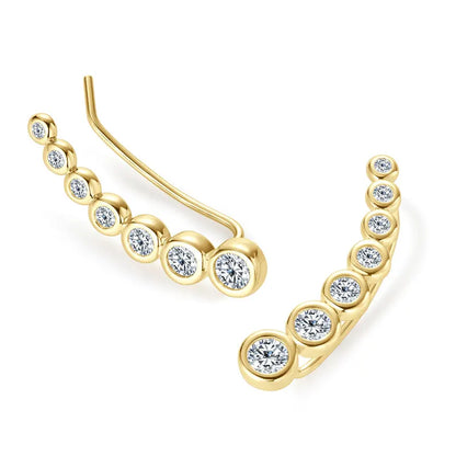 Anziw 1.52CTTW. Full Bezel Moissanite Earrings Climber Crawler 100% Real 925 Silver for Women with Certified Fine Jewelry Gifts