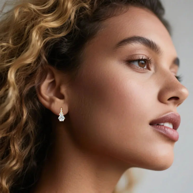 2025 New 2.23CTTW. Full D Moissanite Drop Hoop Earrings for Women 925 Silver Clip Earrings Wedding Fine Jewelry Gift 6.5mm 1.0CT