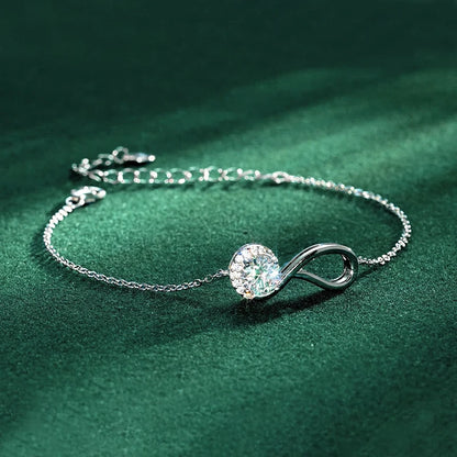 Anziw S925 0.8mm Moissanite Bracelet 24cm Stretch Adjustable Chain 925 Silver Circle Bracelet for Women Trendy Hand Jewelry Gift