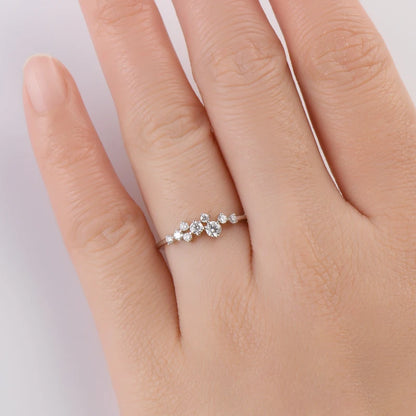 Anziw Cute D0.30CT Moissanite Ring for Women 100% 925 Silver Thin Ring Fashion Finger Band Jewelry Christmas Valentine's Gifts