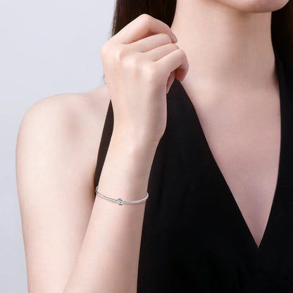 Anziw Simple Bangle 925 Silver 5mm 0.5ct D Color Bezel Moissanite Bangles 14K Gold Plated Hollow Tube Bracelet for Women Jewelry