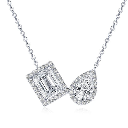 3CTW. 2ct Emerald Cut and Pear Cut D Moissanite Pendant Necklace for Women s925 Silver Certified Jewelry Party Birthday Gift
