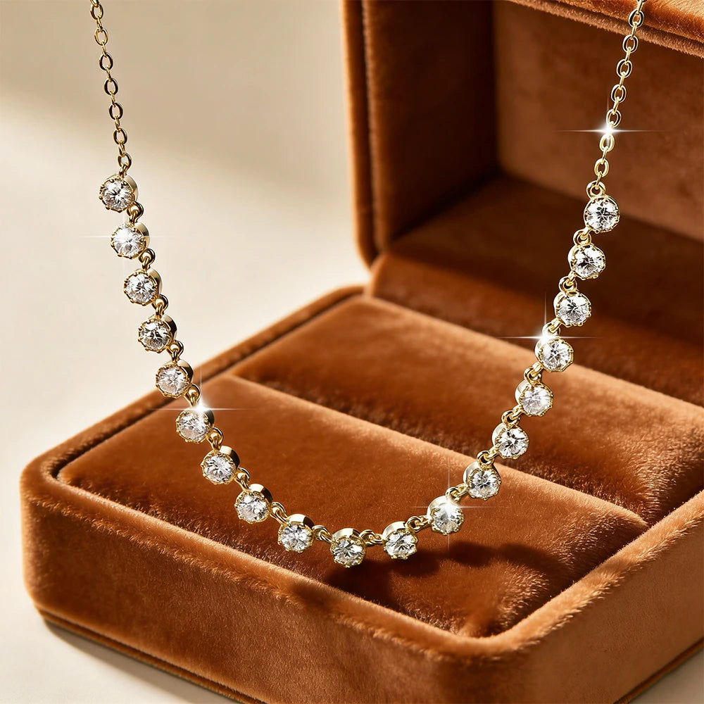 Anziw 14k Gold Filled 3mm D Moissanite Bubble-Style Pendant Necklace for Women